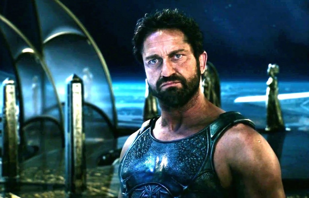 Gerard Butler looking pained in GODS OF EGYPT