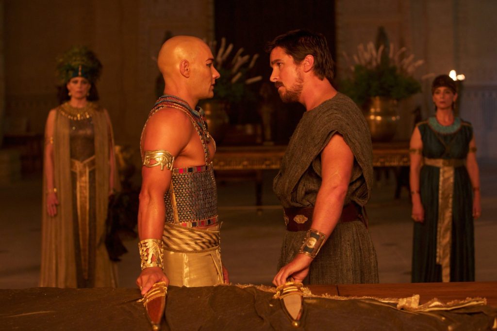 "Let my people go.: No? Okay, you ask for it...!" Edgerton and Bale in EXODUS: GODS AND KINGS
