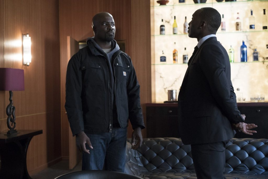 Mike Colter as Luke Cage and Mahershala Ali as Cottonmouth in LUKE CAGE.