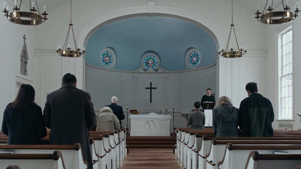 A church scene in FIRST REFORMED (2018)
